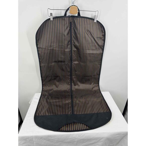 London Fog Brown Black Stripes Zipper‎ Closure Garment Bag - Picture 1 of 6